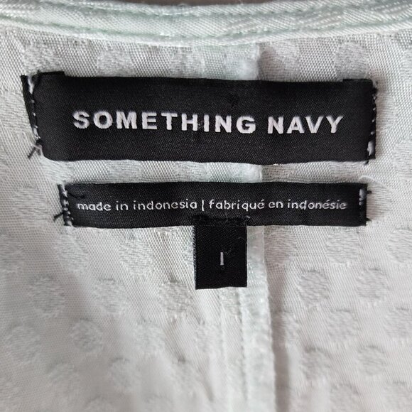 Something Navy Jacquard Wrap Surplice Peplum Mint Green Blouse Top Womens 1X - Picture 7 of 9